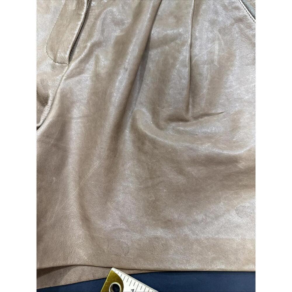 Tibi Brown 100% Lamb Leather Shorts Designer City Chic Classic Front Zip Lined 4 - Picture 14 of 15